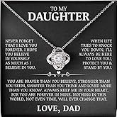 PLUZRLUV To My Daughter - Never Forget That I Love You Necklace, Thoughtful Sentimental Gift for Daughter, Jewelry Message Card for Birthday Graduation Christmas Gift Idea, Unique Gift from Dad