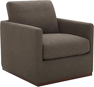 Amazon Brand – Stone & Beam Gabrieli Wood-Framed Upholstered Swivel Chair, 29.9"W, Charcoal