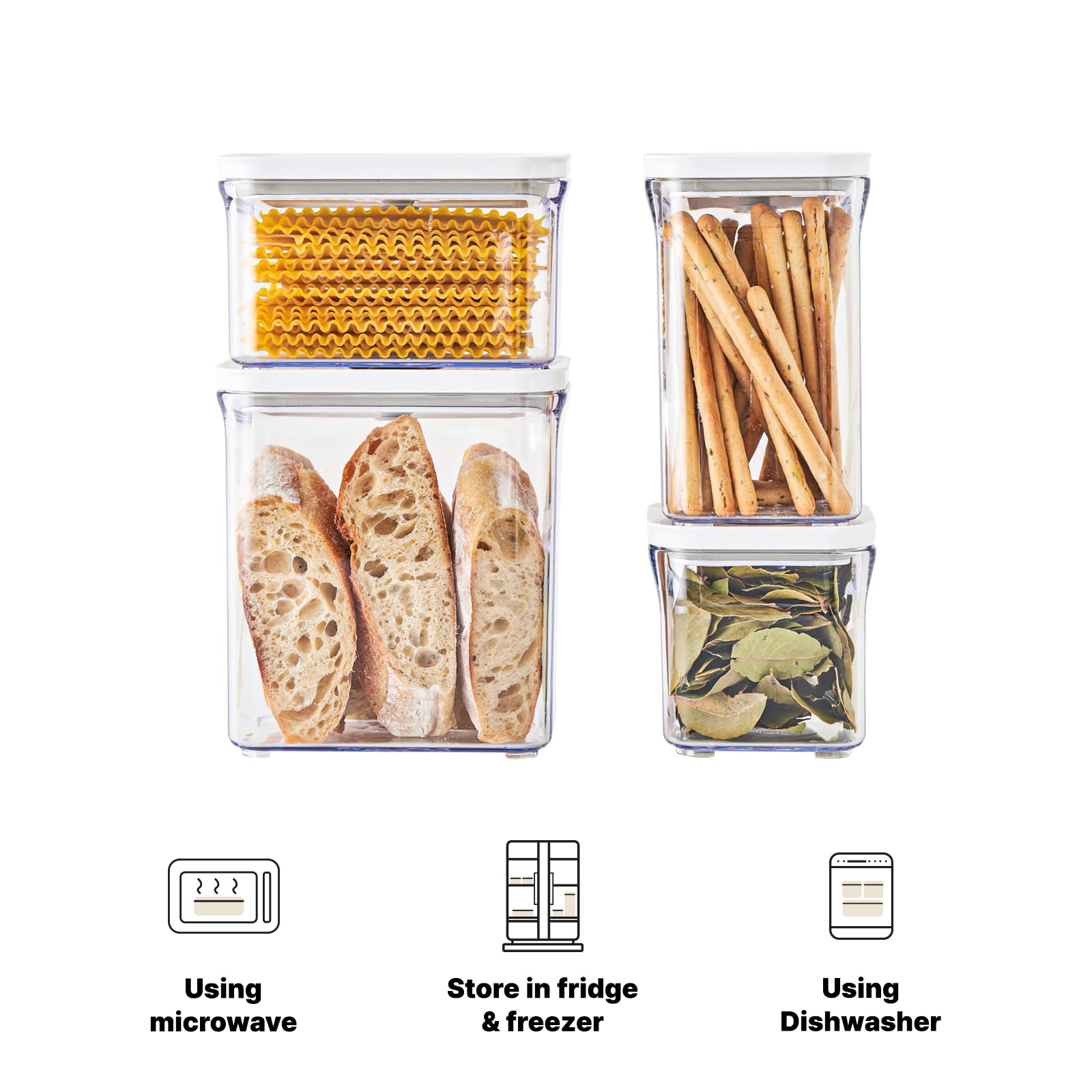 Premium Airtight Food Storage Containers 4-piece/Set, BPA Free, 100% Leak Proof, Keep food fresh up to 5 times longer than non-vacuum storage
