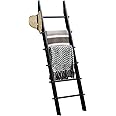 TEAKMAMA 6-Tier Blanket Ladder with Hanging Knobs, 5.5 Ft Wall Leaning Blanket Ladders for Living Room Bedroom,Rustic Decorative Storage for Quilts,Throws,Easy to Assemble,Black