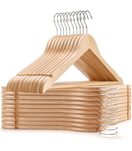 Lot De 10 Cintres Bois Avec Pinces - Pour Pantalons, Jupes, Leggings, Antidérapants, Taille 27.5x9.5 Cm