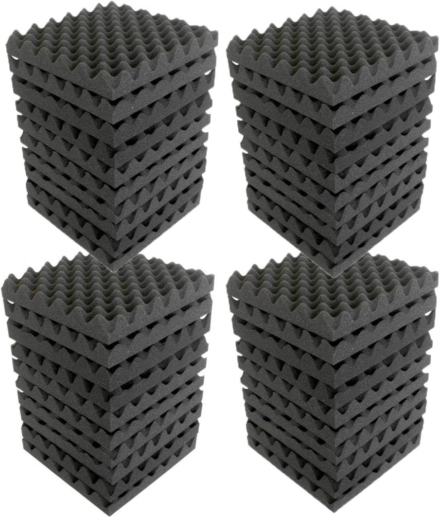 96 Pack 1.5"egg crate" foam acoustic foam tiles Charcoal