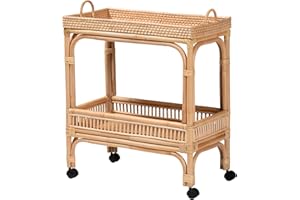 bali & pari Lombok Natural Rattan Wine Cart, 2-Tier