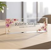 Decorative Signage Nameplate, Coworker Gift, Custom Sign Name Plate for Desk, Desk Plaque, Teacher Nameplate, Office Decor | ARTSWAVE (Color Floral, 1" Best Gift)