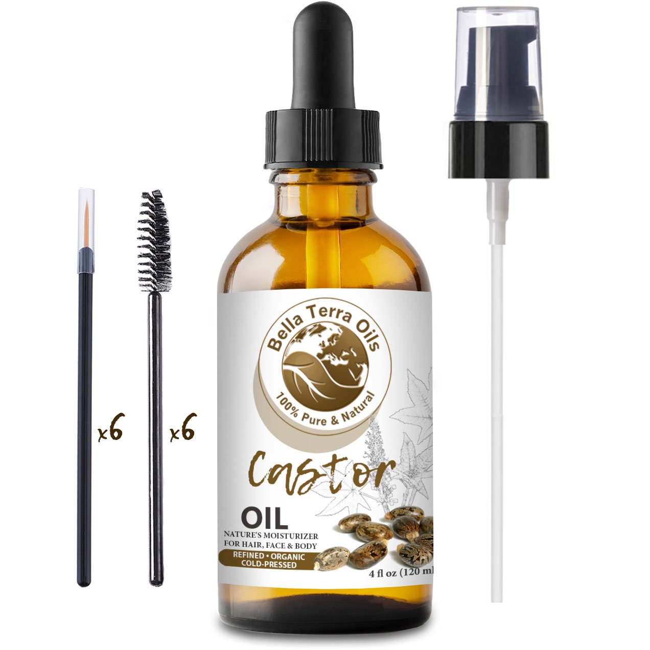 Amazon Com New Castor Oil 4oz Cold Pressed Refined Organic 100 Pure Non Toxic Hexane Free Soothes Skin And Promotes Hair Growth Natural Moisturizer For Hair Face Body Eyebrow Eyelashes Nails Beauty