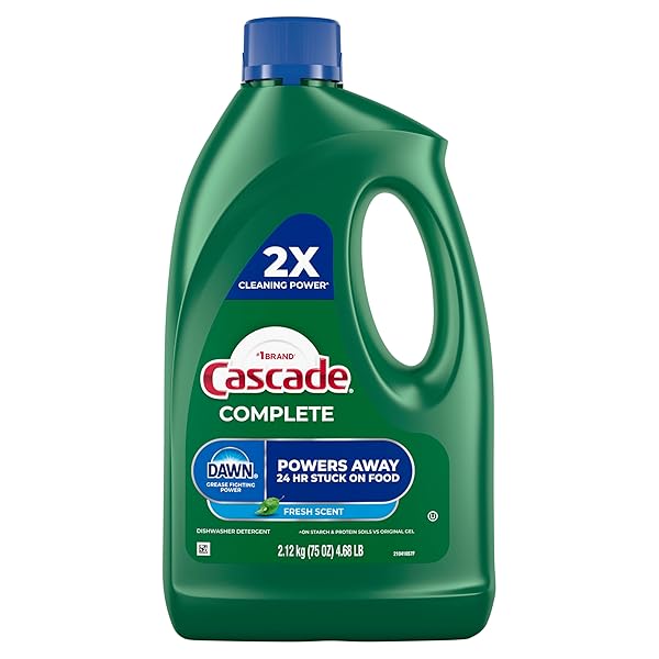 CASCADE COMPLETE DISHWASHER DETERGENT LIQUID GEL, FRESH SCENT, 75 OZ