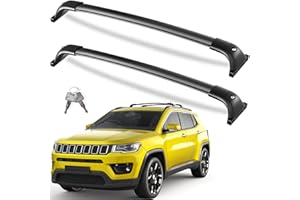 KINGGERI 260lbs Lockable Roof Racks Cross Bars Compatible with Jeep Compass 2018-2025, All Aluminum Heavy Duty Crossbars Rooftop Cargo Basket Luggage Kayak Canoe Snowboard Bike SUV Accessories