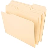 Pendaflex File Folders, Letter Size, 8-1/2" x 11", Classic Manila, 1/3-Cut Tabs in Left, Right, Center Positions, 100 Per Box
