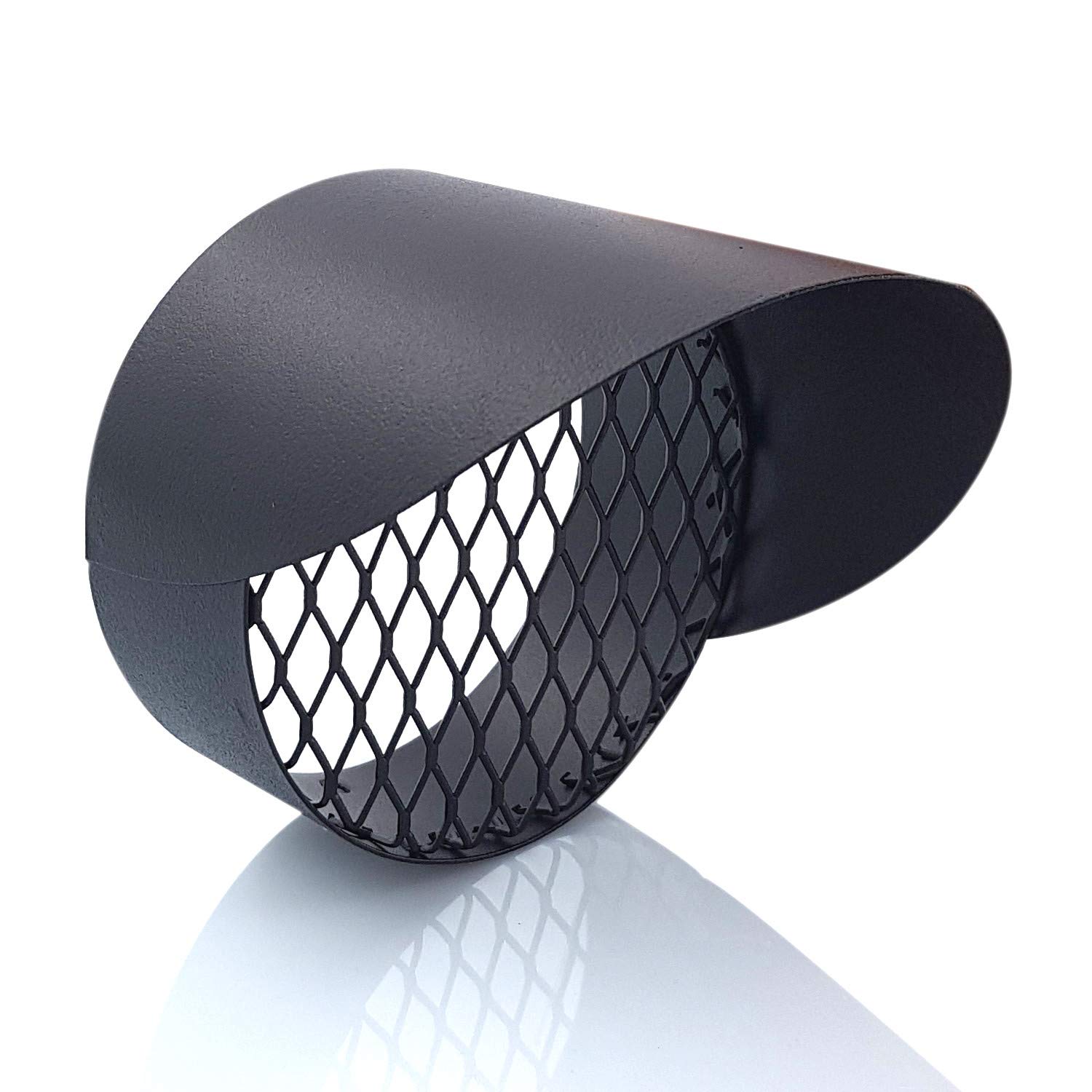 TYGERIX® DN 100 mm / 10 cm / 4" (3.94 inch) Horizontal Flue Pipe Terminal Black | Stainless Steel Chimney | Heat Resistant | with Rain Cap and Ice Breaker Spiral | for Stoves Boilers Fireplaces