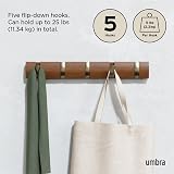 Umbra Flip Wall Mounted Coat Rack 5 Hooks Light Walnut Gold view 5