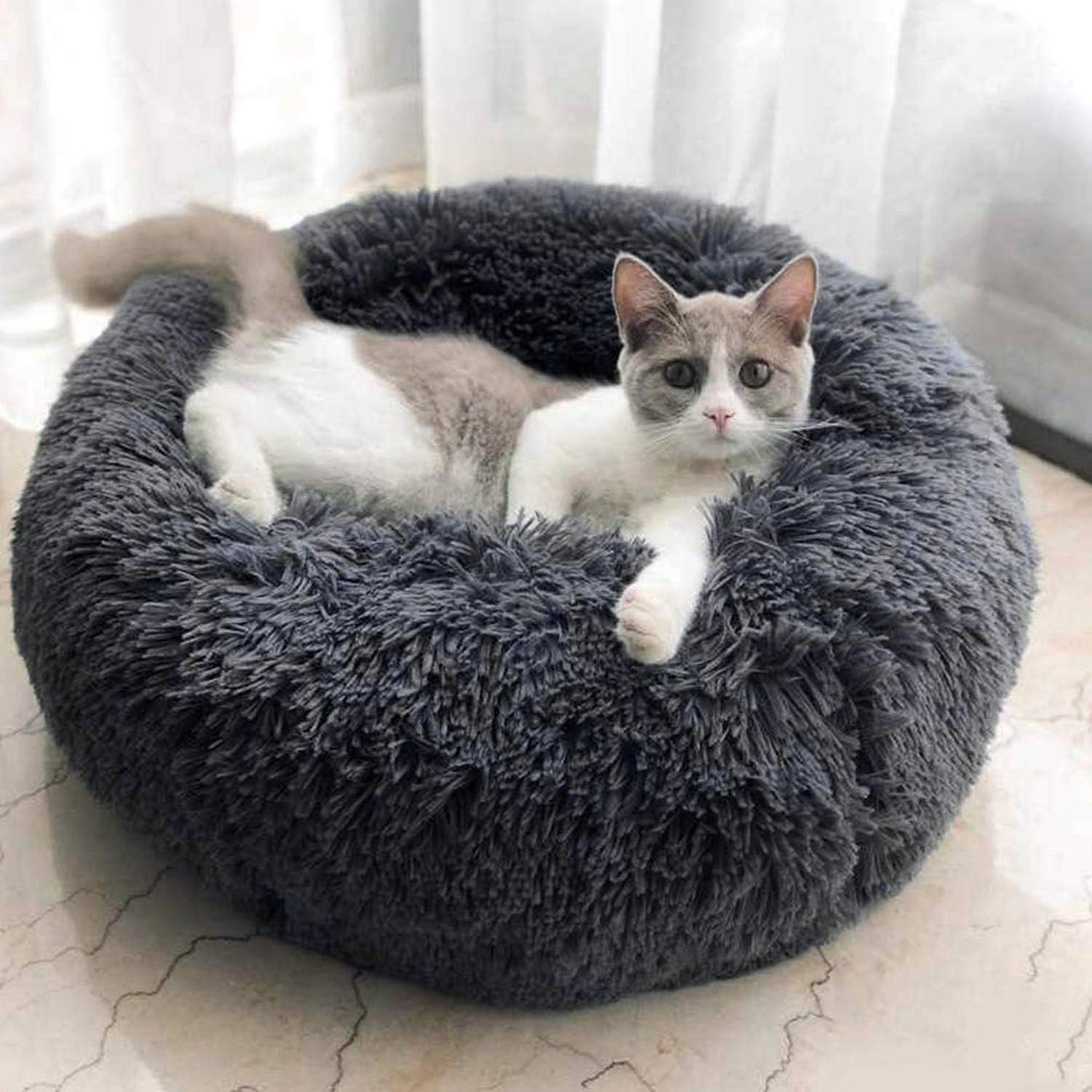 PETCUTE Dog Bed Cat Bed for Indoor Cats Washable Plush Donut Pet Bed Puppy Beds Soft Calming Cuddler Kennel Small Dog Beds - Image 3