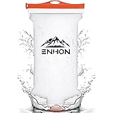 Enhon 2L Water Bag for Hiking Compatible with 28mm Sawyer Water Filter, Durable TPU Material Collapsible Bladder for Camping Fishing or Traveling, PVC Free Squeeze Pouch