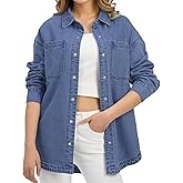 HISEA Denim Shirt Women, Jean Shirts for Women, Oversized Denim Shirt for Women, Jean Shacket with Long Sleeves for Winter
