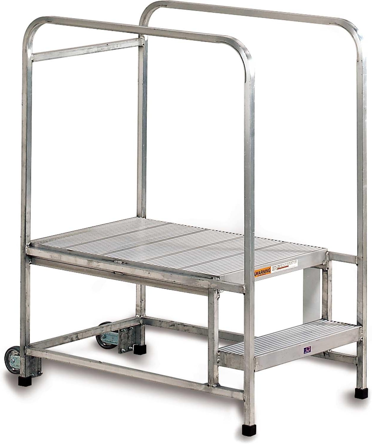 EGA A001H Mobile Aluminum Work Platform 2-Step, Ribbed w/30