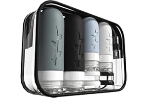 DEPOZA 16 Pack Travel Bottles Set - TSA Approved Leak Proof Silicone Squeezable Containers for Toiletries, Conditioner, Shampoo, Lotion & Body Wash Accessories (Black)