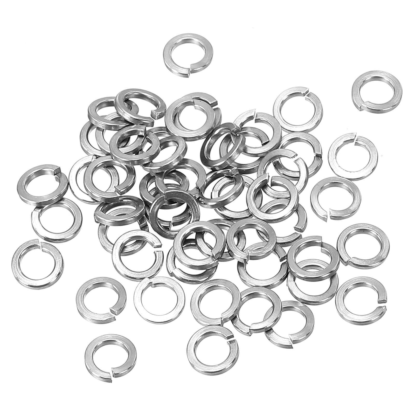 PATIKIL M3 Split Lock Washer, 50 Pack 3mm ID 5mm OD 304 Stainless Steel Spring Lock Washer Elastic Gasket for Screws Bolts, Silver Tone