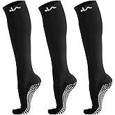 LA ACTIVE Graduated Compression Socks with Non-Slip Grips for Safety - 15-20mmHg for Women & Men