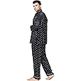 Lonxu Pajamas Set Mens Silk Satin Pajamas Long Sleeve Loungewear Two-Piece Sleepwear Button-Down Pj Set S-XXXXL