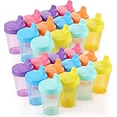Mifoci 24 Pack 6.7 Oz. Sippy Cups without Stopper for Toddlers 1-3, Non-Spill Training Cups with Lids for Infant Small Baby Reusable Sippy Drinking, Dishwasher Safe, 6 Assorted Color
