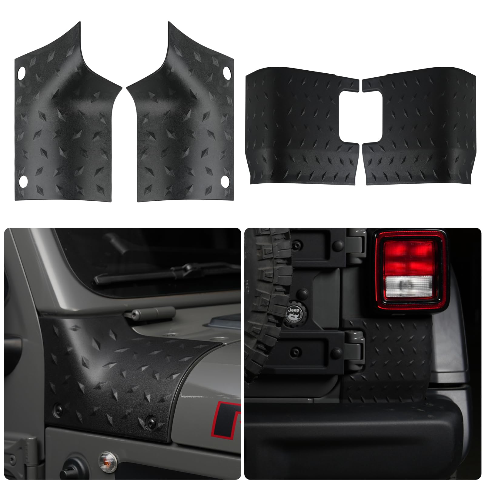 Photo 1 of ****Partial set***

LitMiRaCle Jeep Cowl Body Armor Outer Cowing Cover & Rear Corner Guard Set for 2018-2024 Jeep Wrangler JL Sahara Sport Rubicon, Exterior Accessories Parts, Black, 4pcs
