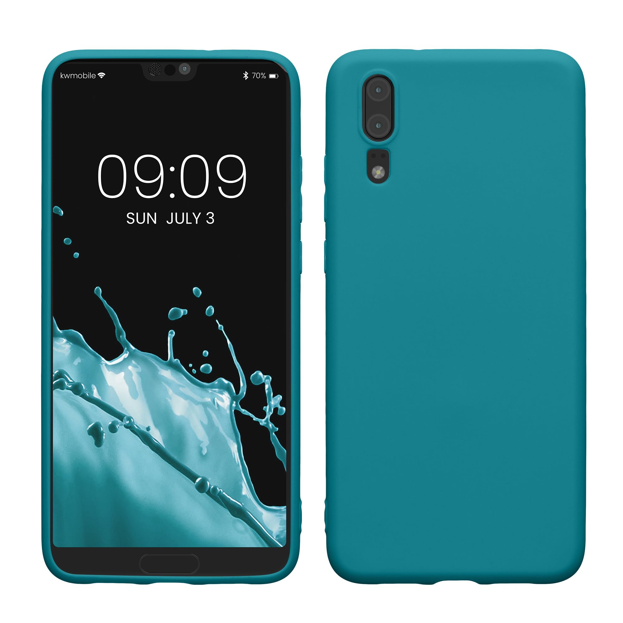 kwmobile Case for Huawei P20 Case - Soft Cover - Shockproof TPU Material - Wireless Charging - Teal Matte — image 1