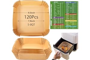 Lot de 120 doublures en papier jetables pour friteuse à air, papier parchemin antiadhésif, papier parchemin et papier sulfuri