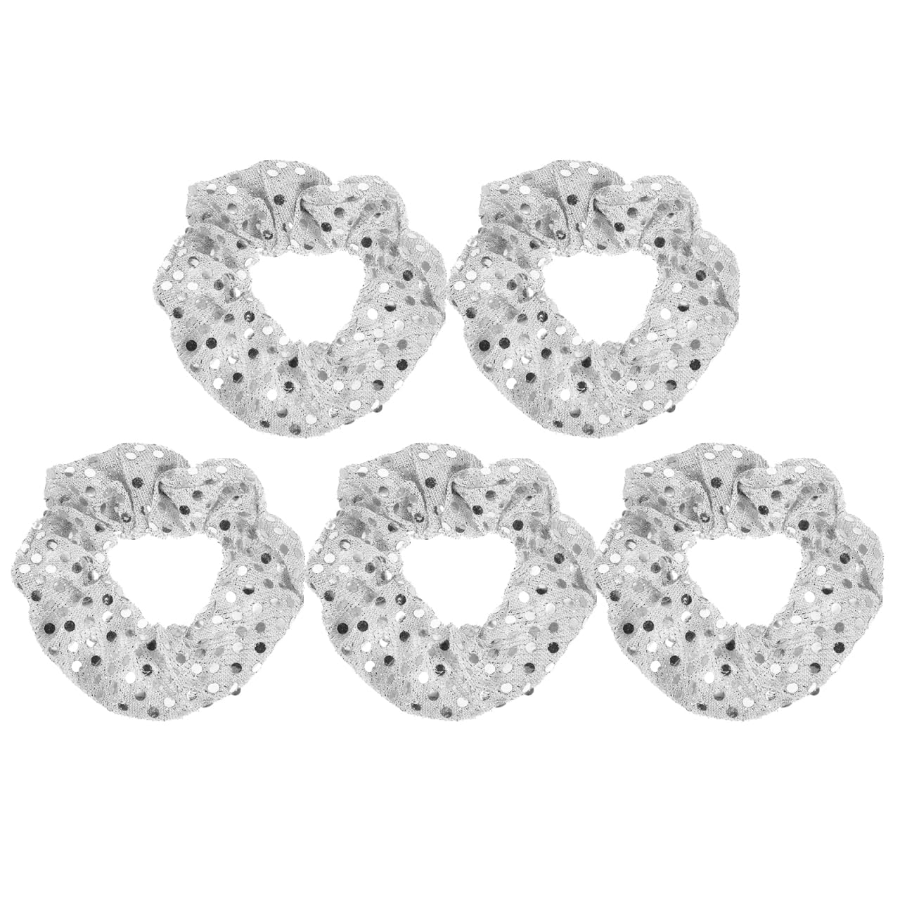 minkissy 5pcs Silver Sequins Scrunchies Sparkly Elastic Hair Ties Ponytail Holders Sequins Hair Ties Ropes Hair Accessories for Women Teen Girls (Silver)
