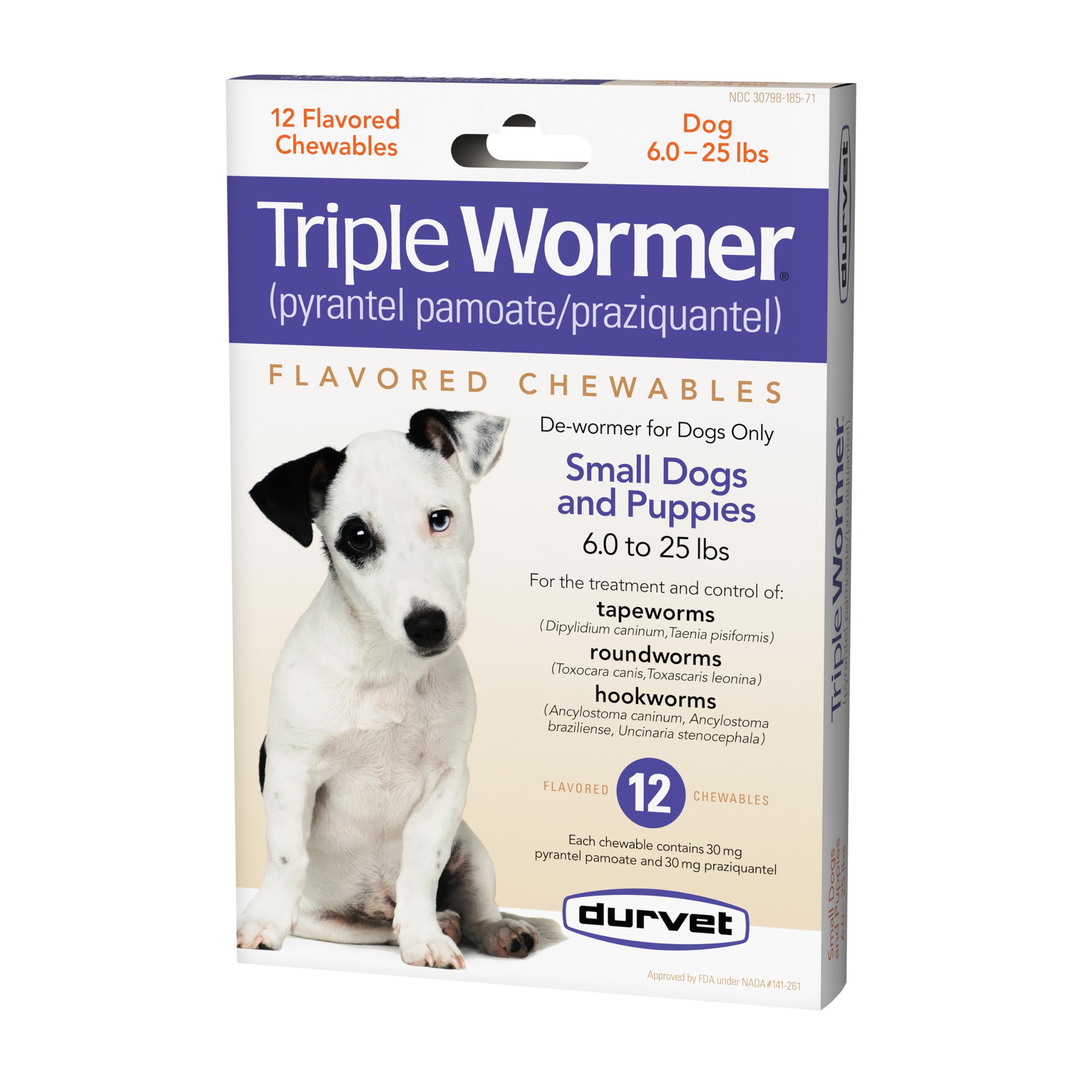 Durvet 12-Pack Triple Wormer Tablets for Puppies and Small Dogs Image