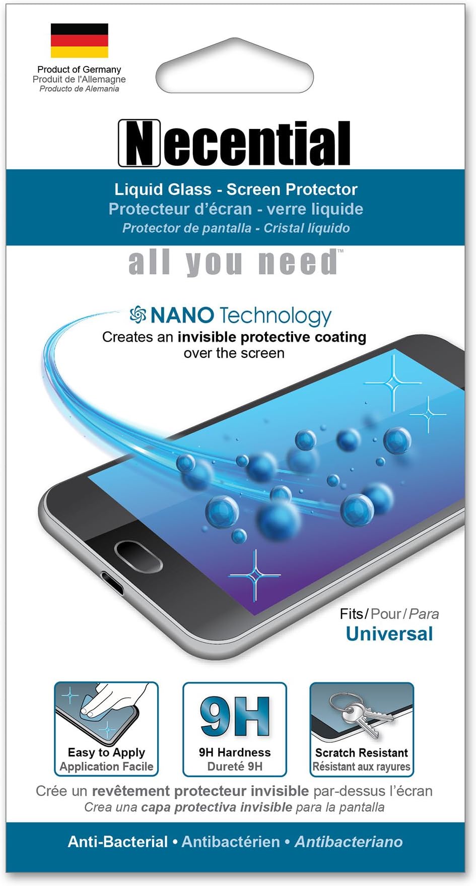 Liquid Glass Screen Protector -Invisible Protective Coating 9H Hardness Water Repellent, 99.9% Bacteria Repellent, and Scratch Resistant!