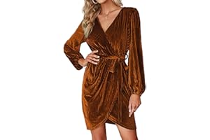BerryGo Women's Long Sleeve Wrap Semi Formal Velvet Mini Dress Sexy Cocktail Party Winter Club Dress