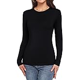 Long Sleeve Shirts for Women Crew Neck Lightweight Slim Fit Fall Going Out Tops Underscrub Winter Clothes