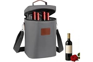 Insulated Wine Cooler Bag,4 Bottle Wine Tote Carrier,Portable Wine Carrier Gift bag with Shoulder Strap,Champagne Cooler bag 