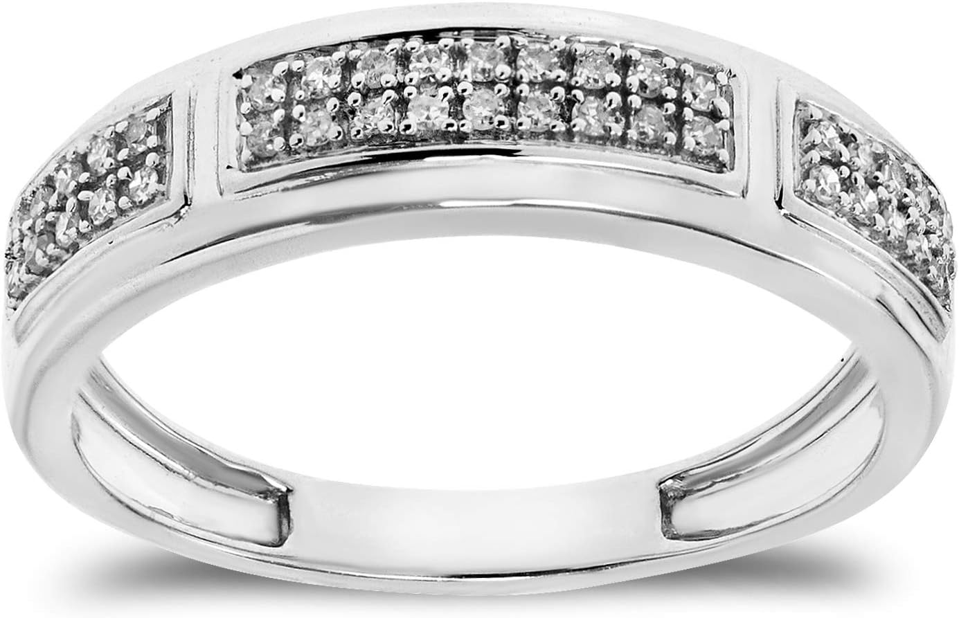 Buy Jewels 925 Sterling Silver Ring with Natural Diamond Band for Women and Men (1/10 cttw, G-H Color)
