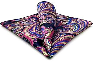 S&W SHLAX&WING Pocket Squares for Men Assorted Paisley Patterns for Suit Jackets Business Style XL