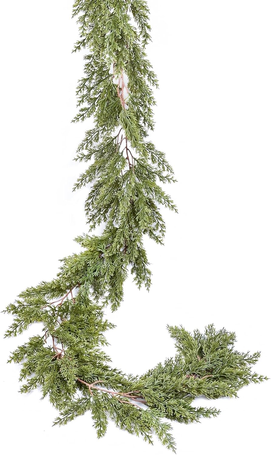 Wreaths, Garlands & Swags - DearHouse 6Ft Pine Christmas Garland, Winter Artificial Greenery Garland for Holiday Season Mantel Fireplace Table Runner Centerpiece Christmas Decoration