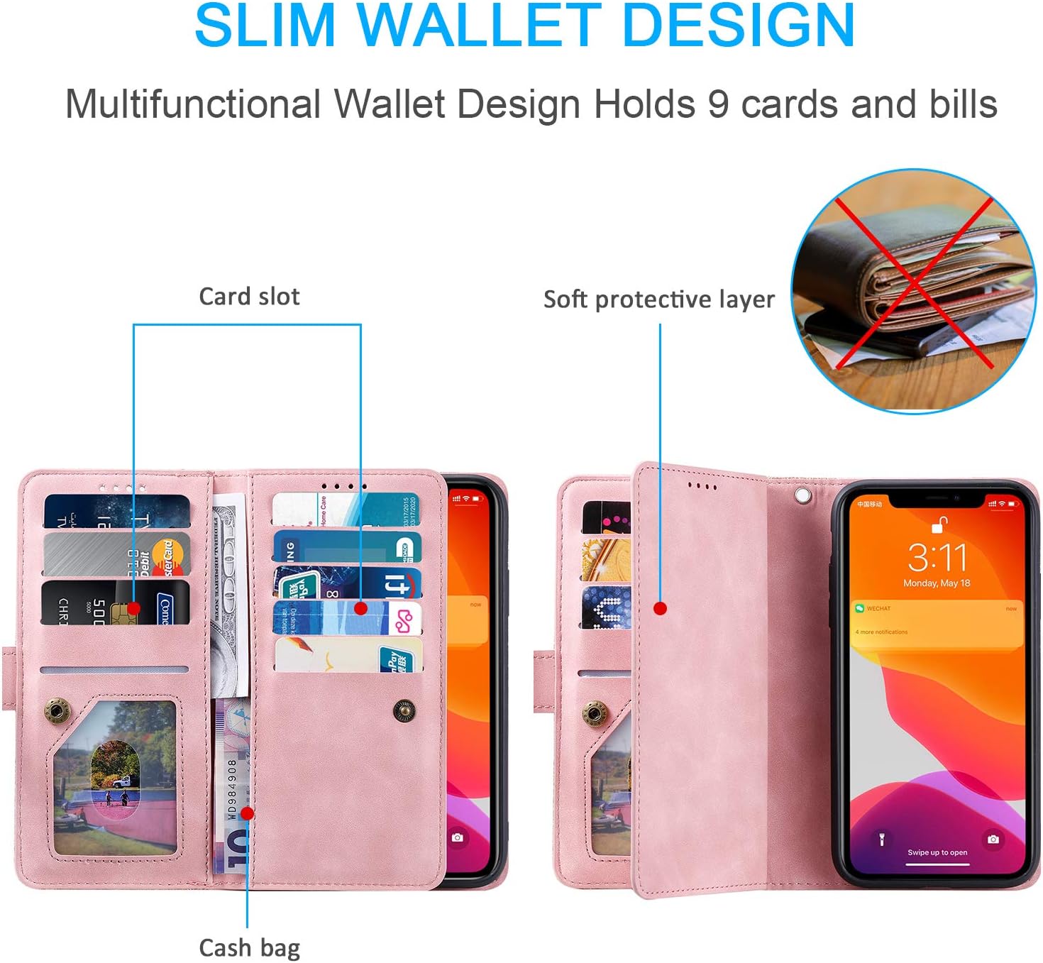 UEEBAI Wallet Case for iPhone 7/8/SE 2022 5G/SE 2020 - Image 3