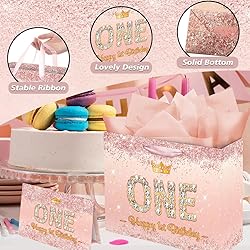 Rose Gold Happy 1st Birthday Gift Bag for One Year