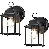 LIT-PaTH Outdoor Wall Lantern, Wall Sconce as Porch Lighting Fixture, E26 Base, Aluminum Housing Plus Glass, Water-Proof and 