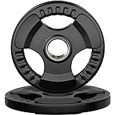 Elevens Rubber Weight Plates 2-Inch Cast Iron Grip Plates Olympic plates for Weightlifting, Strength Training, Muscle Toning, Crossfit in Home &amp; Gym