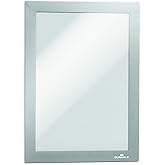 Durable Duraframe Self-Adhesive Sign Holder - Half Letter - Size 5.5" x 8.5" Inch - Silver Magnetic Frame - Pack of 2