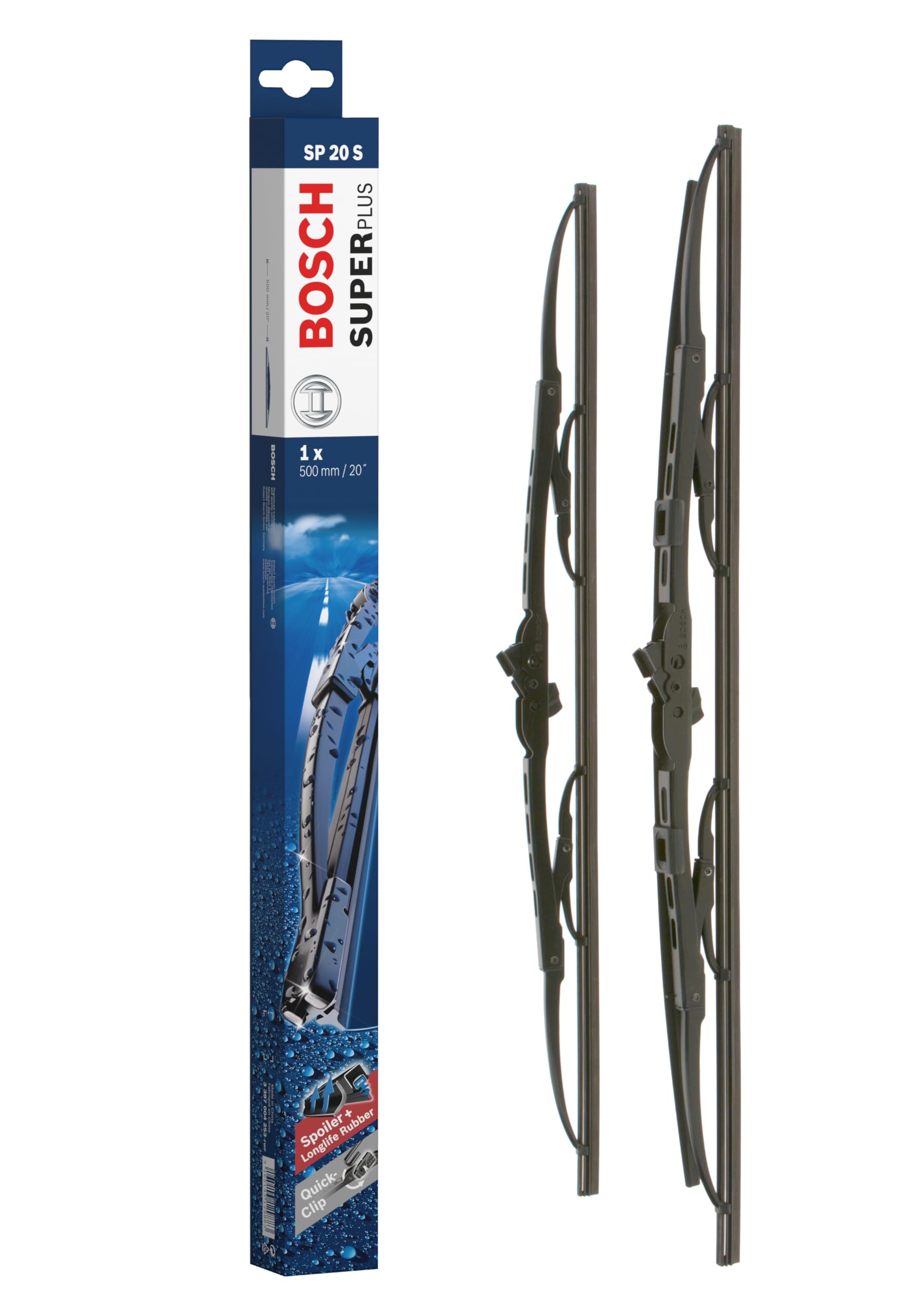 Bosch Wiper Blade Super Plus Spoiler SP20/20S, Length: 500mm/500mm − Set of Front Wiper Blades