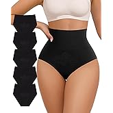 MIOTAN Women's Underwear 5 Pack High Waisted Light Tummy Control Ladies Panties Comfortable Briefs Full Coverage S-XXL