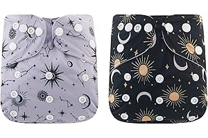 COOLAPEACH Baby Cloth Diapers One Size Adjustable Washable Reusable for Baby Girls and Boys 2 Pack with 2 Inserts