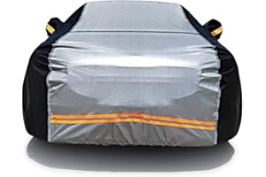 DINGHAO 6 Layers Car Cover for Automobiles All Weather Waterproof, Outdoor Full Exterior Cover Rain Sun UV Snowproof Protection with Zipper Cotton, Mirror Pocket for Sedan (196-210 inch)