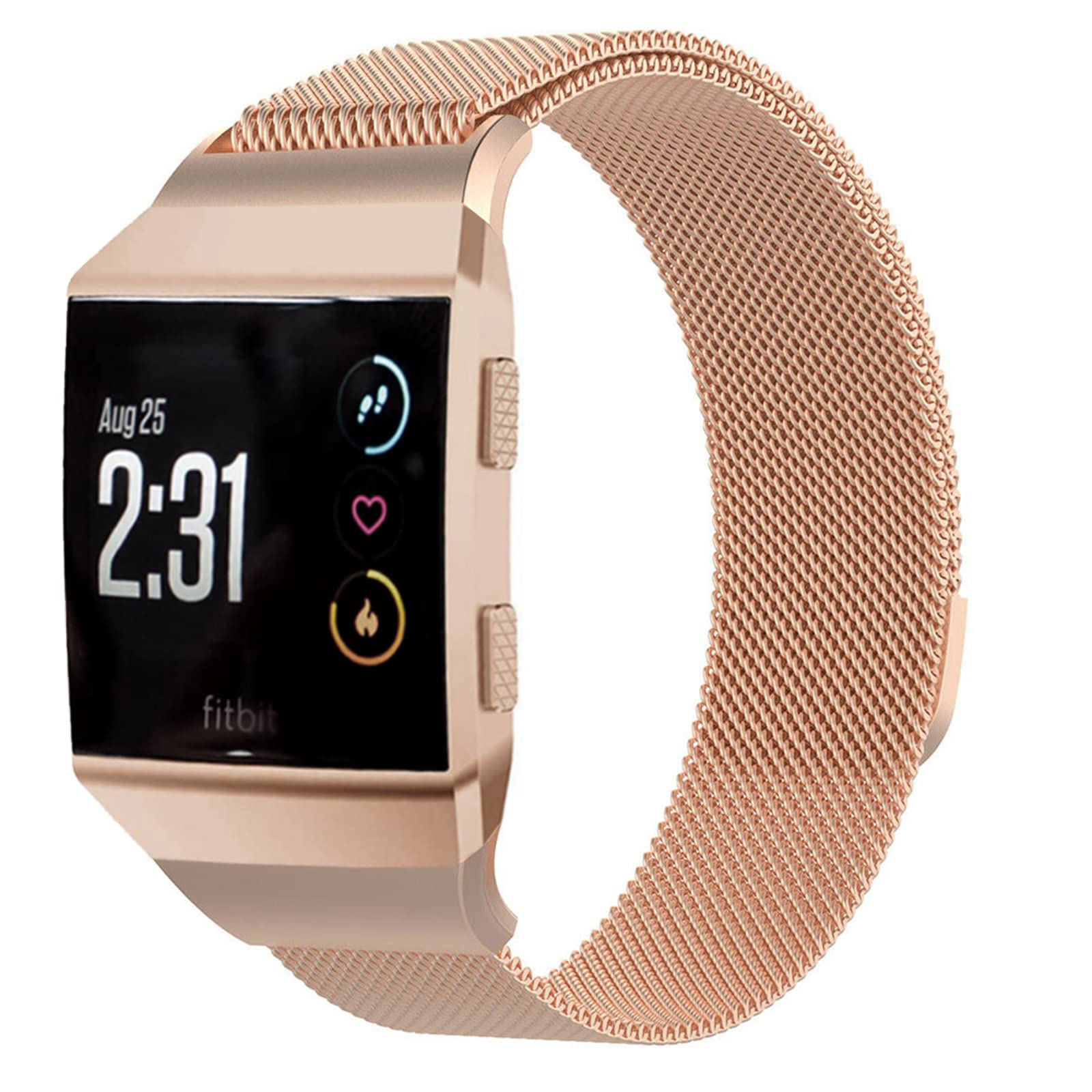 Wongeto Compatible with Fitbit Ionic Strap, Stainless Steel Metal Mesh Replacement Bands Straps for Fitbit Ionic Fitness Sport Wristband Band Women Men (Rose Gold)