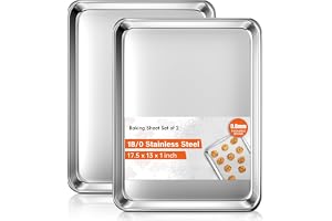 Baking Sheet Set of 2, Commercial Grade Stainless Steel Cookie Sheets for Baking, 18 x 13 Inch Thicker Large Baking Pans Oven