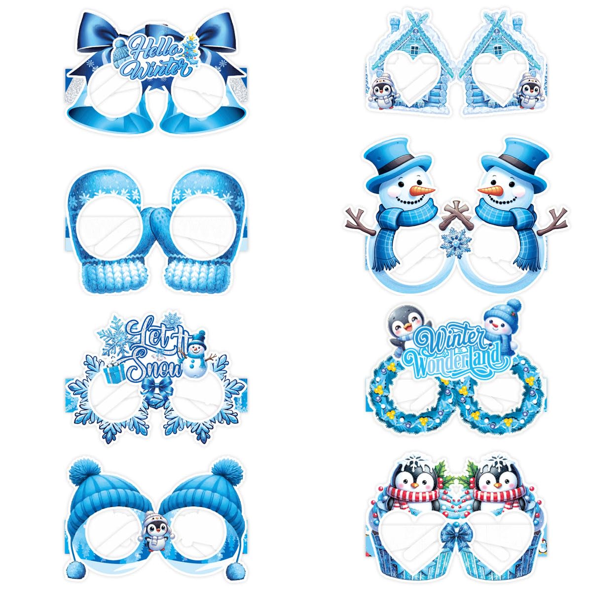 Photo 1 of 16Pcs Christmas Photo Booth Props - Winter Holiday Photo Booth Props - Snowman Penguin Design Winter Wonderland Decorations Supplies - Christmas Party Decorations