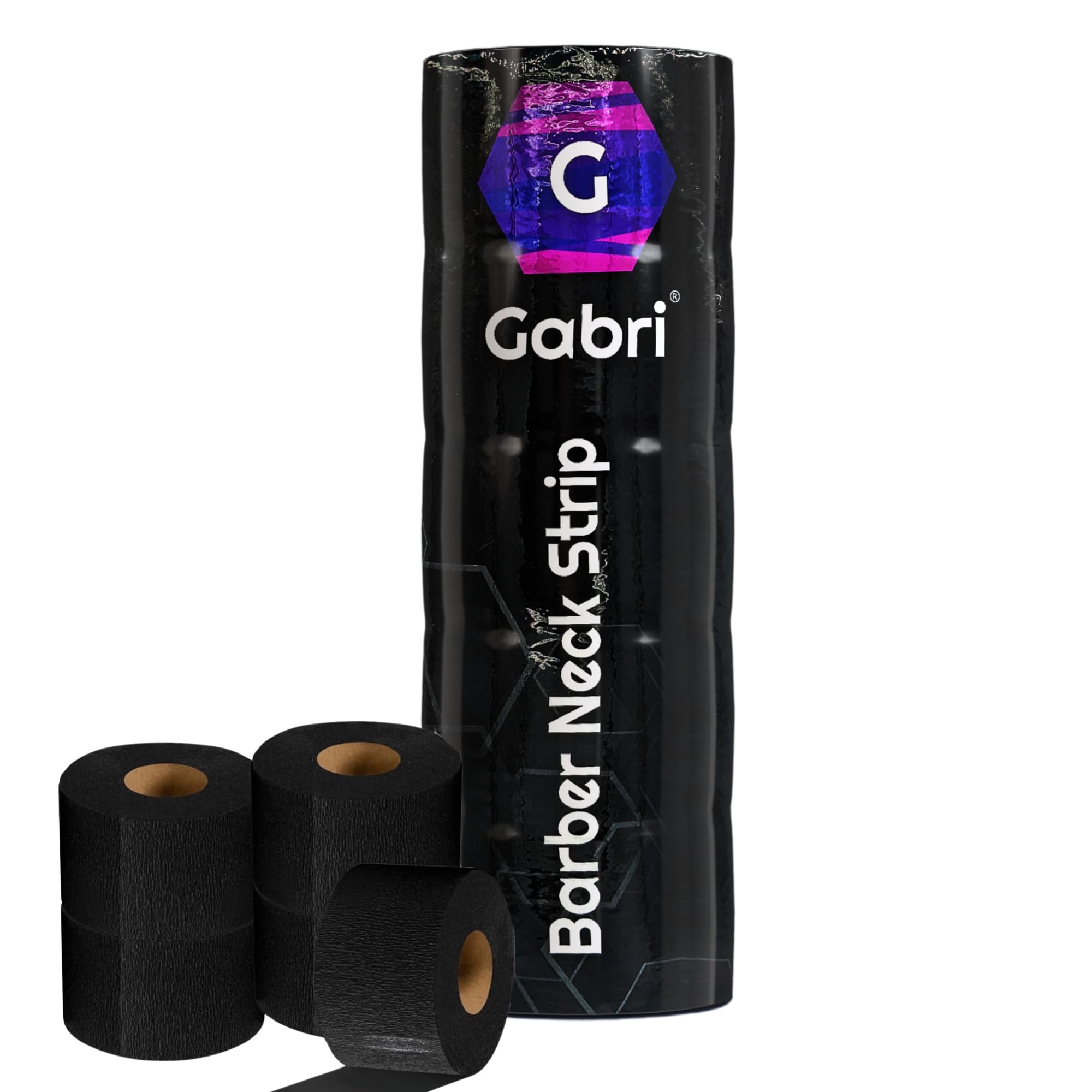 Gabri Professional Barber Neck Strips,5 x 100 Rolls Pack - Hygienic Black Neck Strips - Essential Hairdressing Supplies for Salons and Barbers,5 x 100pcs (Black)