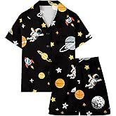 Schbbbta Boys Silk Pajamas Button Down Sleepwear Satin Nightwear 2 Pcs Pj Set
