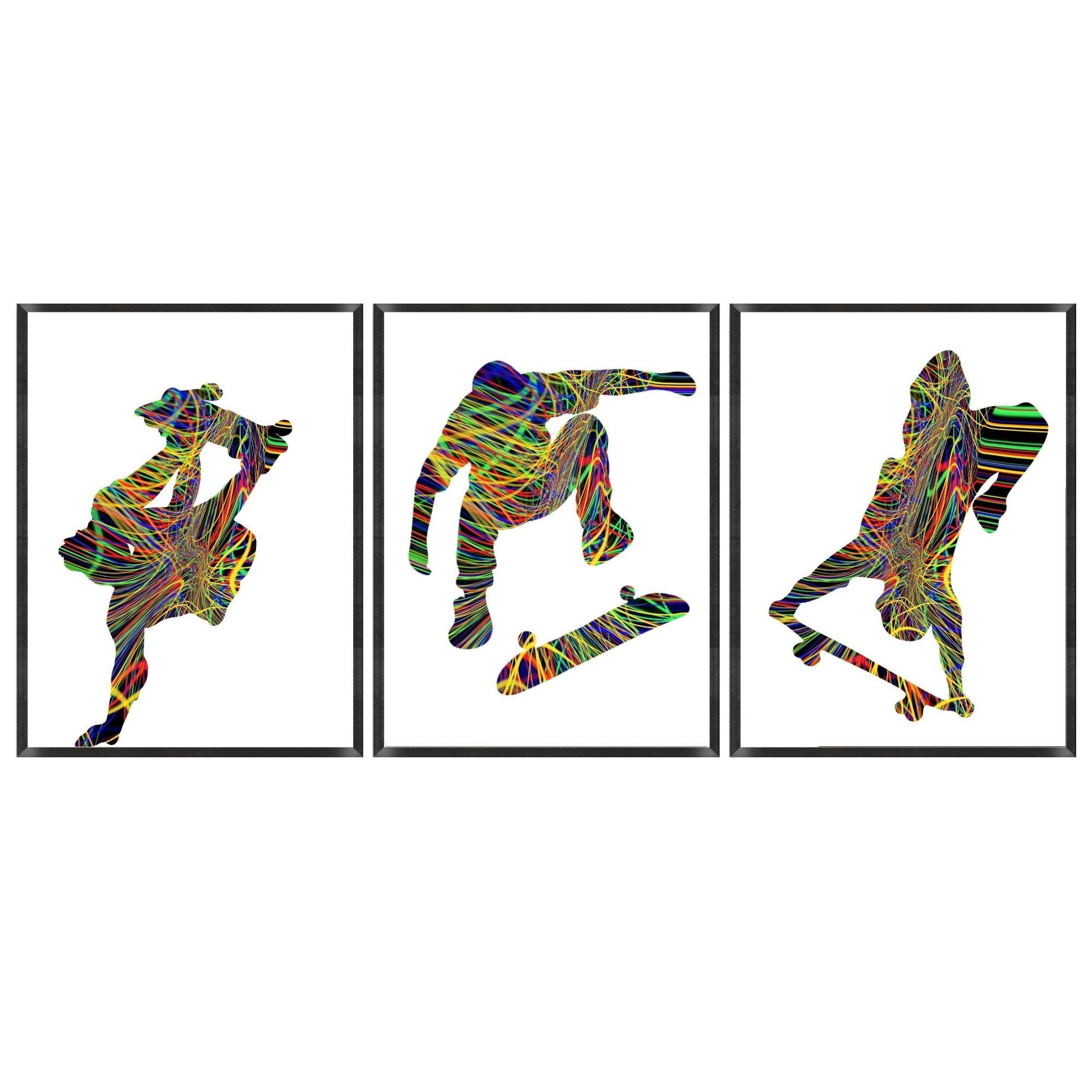 Set of three skateboarding prints | A5, A4, A3 and A2 | Skateboard wall art | Skateboarding boys bedroom | Persoanlised boys bedroom prints (A5)